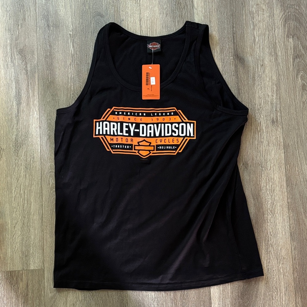 Harley-Davidson Black and Orange Logo Tank